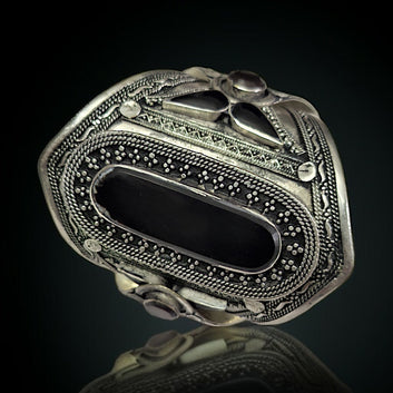 Metal Bracelet Native Style With Agate