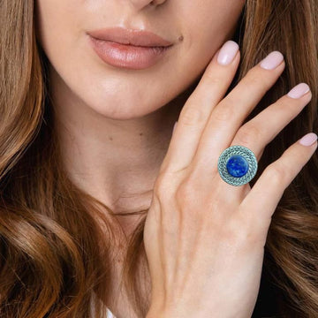 Vintage Style Ring With Lapis Ring