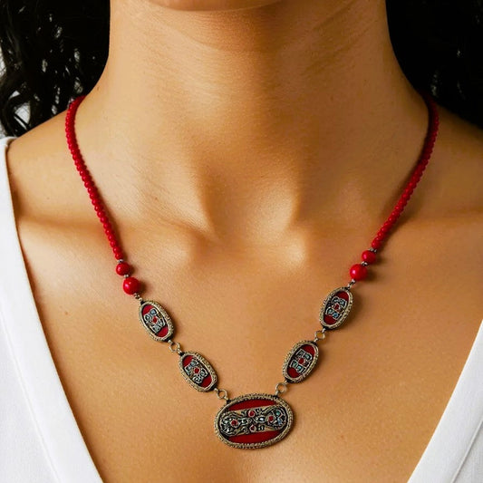 Metal Native Style Necklace with Earings